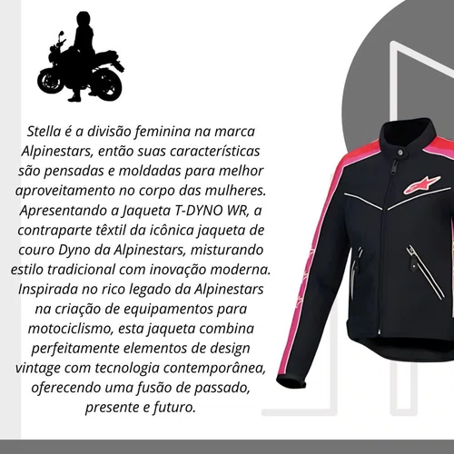 Jaqueta Alpinestars Stella T Dyno WR Preta Vermelha Fucsia