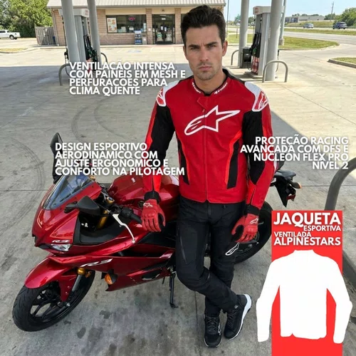Jaqueta Alpinestars T GP Air Vermelha Fluo Preta