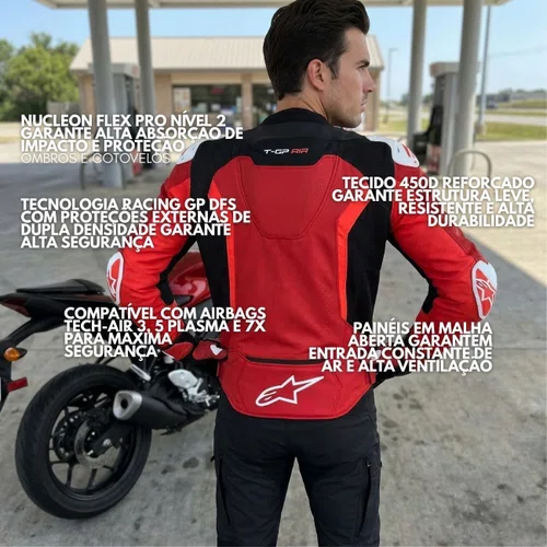 Jaqueta Alpinestars T GP Air Vermelha Fluo Preta