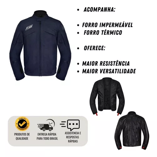 Jaqueta ASW 365 Lite Azul Marinho Masculina com Forro Térmico e Impermeável