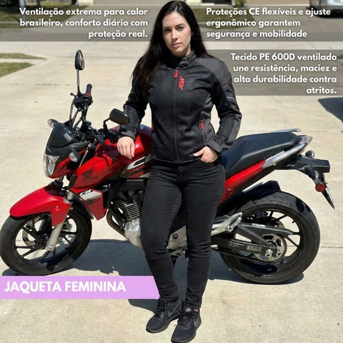Jaqueta Asw Legion Ventilada Verão Feminina Preta Vermelha