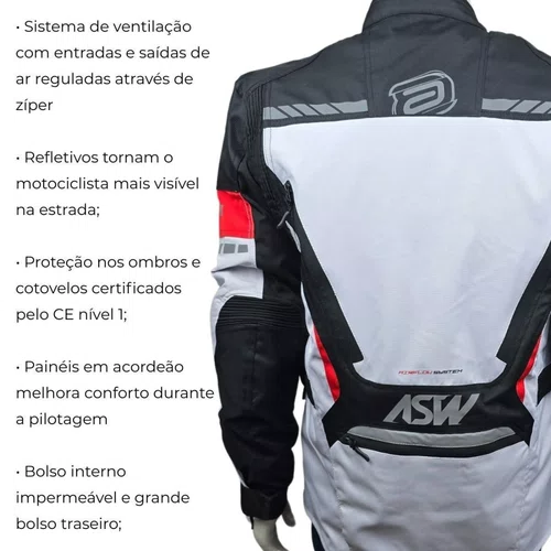 Jaqueta Asw Pangea Preto Cinza Vermelho