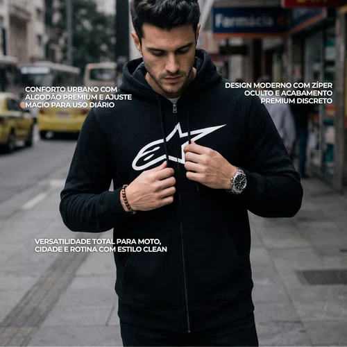 Jaqueta Moletom Alpinestars Ageless Zip V3 Hoodie Preto