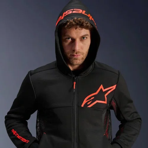 Jaqueta Moletom Alpinestars Chrome Air Sport Hoodie Preta Vermelha