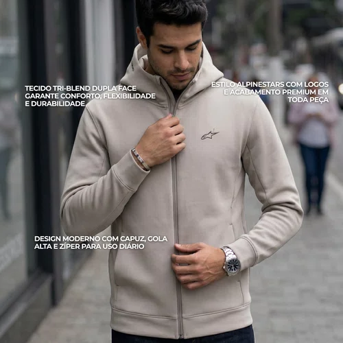 Jaqueta Moletom Alpinestars Cypher Cinza Claro