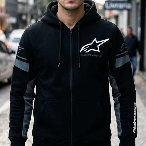 Jaqueta Moletom Alpinestars Esemex Preto Cinza Escuro