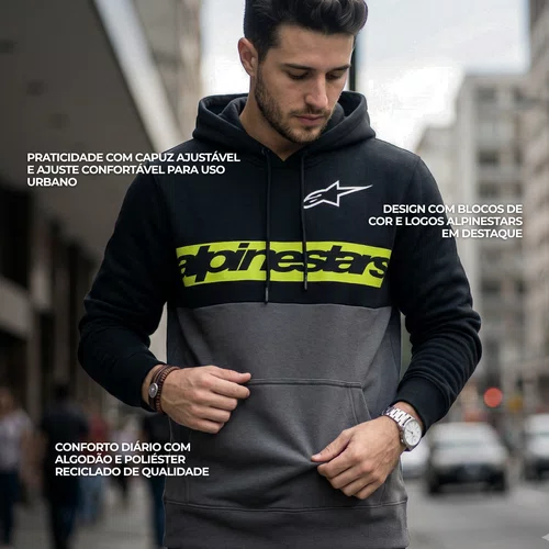 Jaqueta Moletom Alpinestars Parallel Preto Cinza