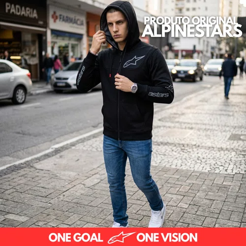 Jaqueta Moletom Alpinestars Sessions V3 Hoodie Preto Cinza