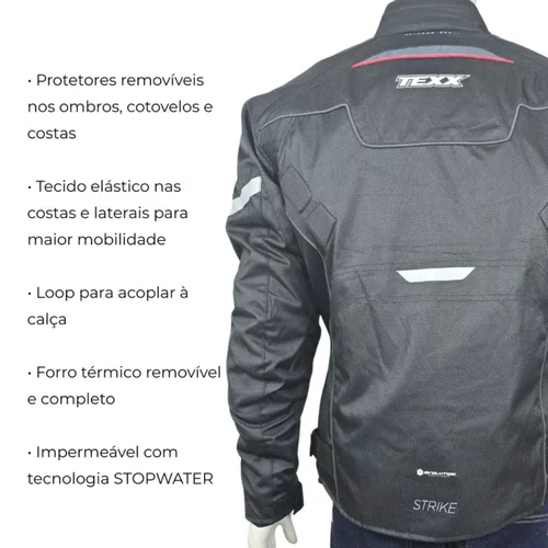 Jaqueta Texx New Strike V2 Masculino Preta vermelha