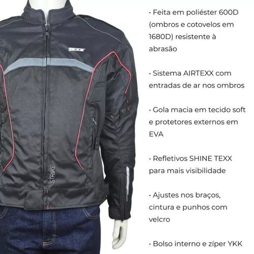 Jaqueta Texx New Strike V2 Masculino Preta vermelha