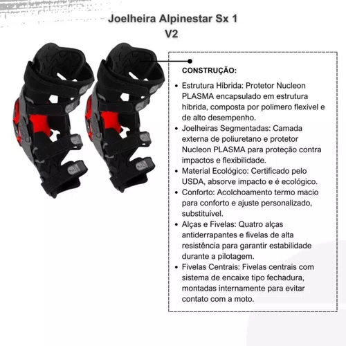 Joelheira Alpinestars RK 1 Plasma Brace Preto Vermelho