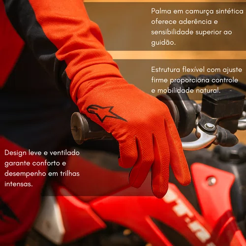 Luva Alpinestars A Aria Laranja Original Premium Touch Orange