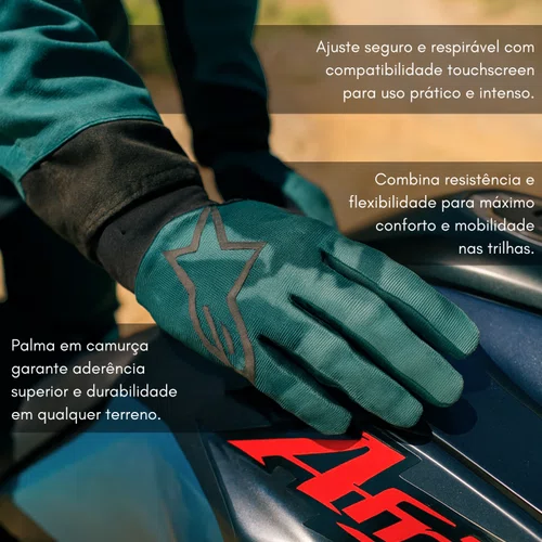 Luva Alpinestars A Dura Verde Camo Original Premium Touch