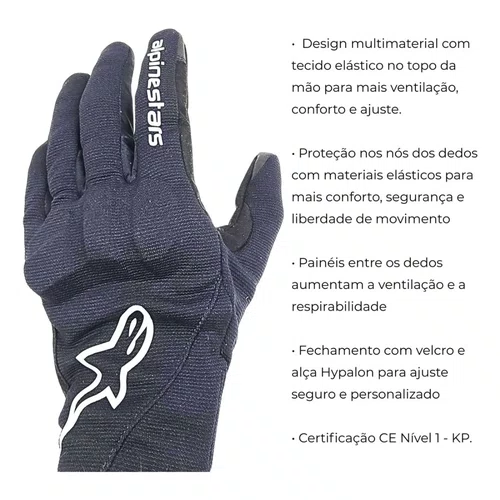 Luva Alpinestars Reef V2 Preta Branca