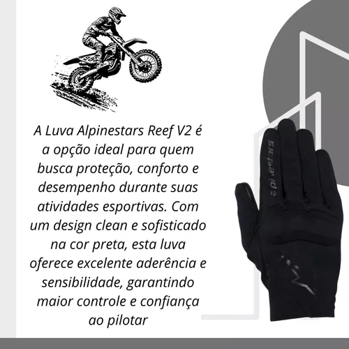 Luva Alpinestars Reef V2Cor Preta Black Original Premium