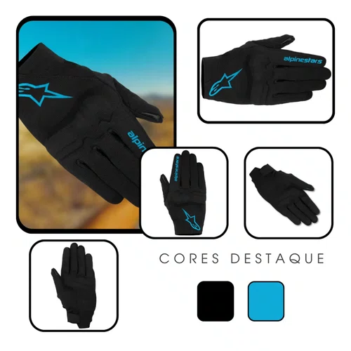 Luva Alpinestars Reef Women V2 cor Preta Azul Premium Original