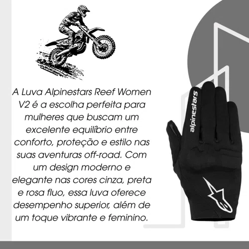 Luva Alpinestars Reef Women V2 Preta Branca