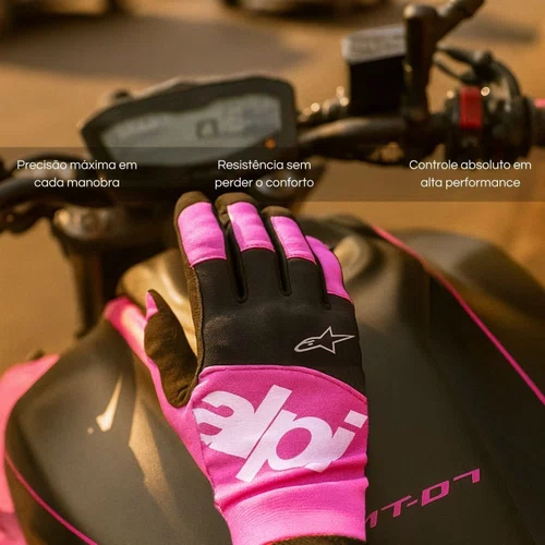 Luva Alpinestars TechStar 25 Preta Cinza Roxa