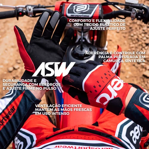 Luva ASW Image Aero Vermelha Preta