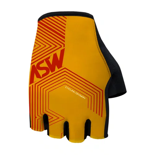 Luva Ciclismo Bike Asw Flex Polygon Meio Dedo Amarela Vermel