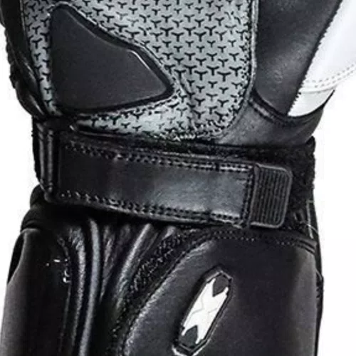 Luva Moto Texx Pista V2 Couro Kevlar Speed Cinza Preta Cinza