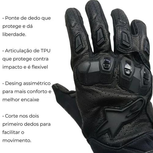 Luva Motociclista Alpinestars SP X 7 Air Preta Preta