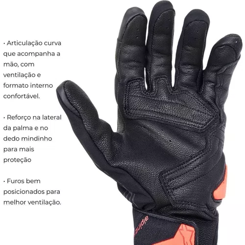 Luva Motociclista Alpinestars SP X 7 Air Preta Vermelha Fluo