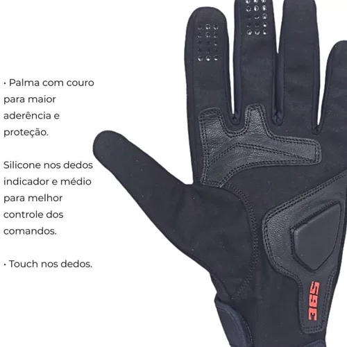 Luva Motociclista Urbana ASW 365 Preta Black Original Premium