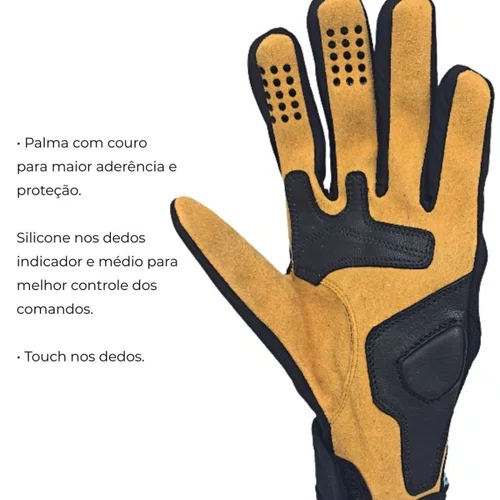 Luva Motociclista Urbana ASW 365 Preta Marrom Feminina Premium