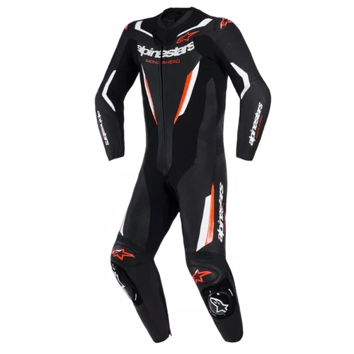 Macacão Alpinestars GP Force V2 Preto Branco Vermelho Fluo 1 Peça