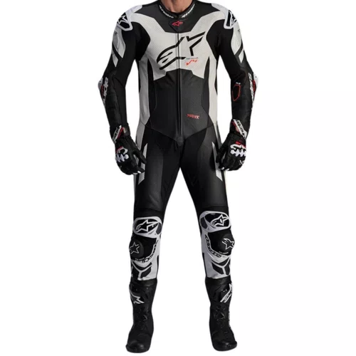 Macacão Alpinestars Gp Plus V4 Sprint 1PC Preto Branco Vermelho