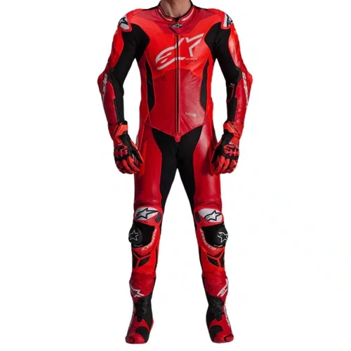 Macacão Alpinestars Gp Plus V4 Sprint 1PC Vermelho Fluo Branco