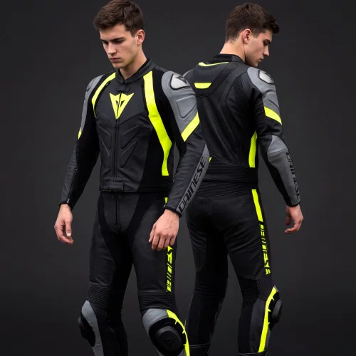 Macacão Dainese Avro 4 Preto Cinza Amarelo 2 Peças