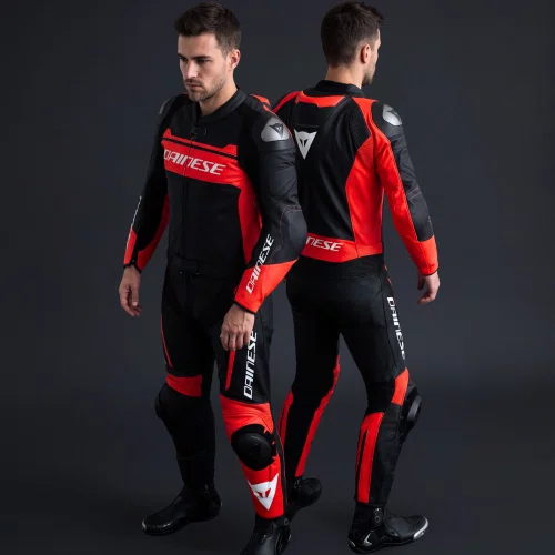 Macacão Dainese Mistel Preto Vermelho 2 Peças