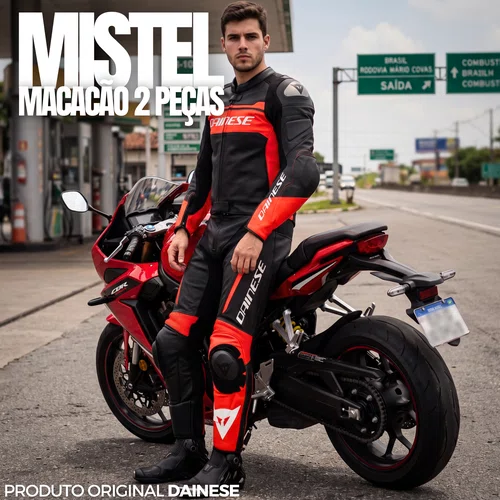 Macacão Dainese Mistel Preto Vermelho 2 Peças