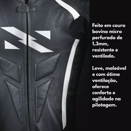 Macacão Norisk Ss Preto Branco 1 Peça Racing