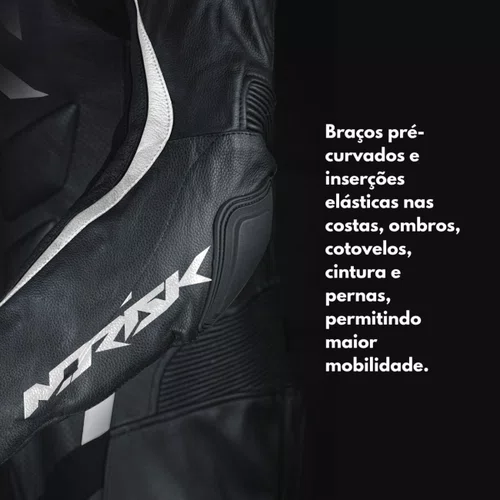 Macacão Norisk Ss Preto Branco 1 Peça Racing