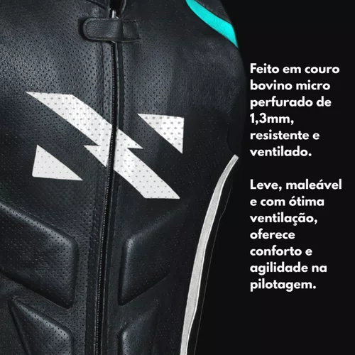 Macacão Norisk Ss Preto Branco Azul 1 Peça Racing