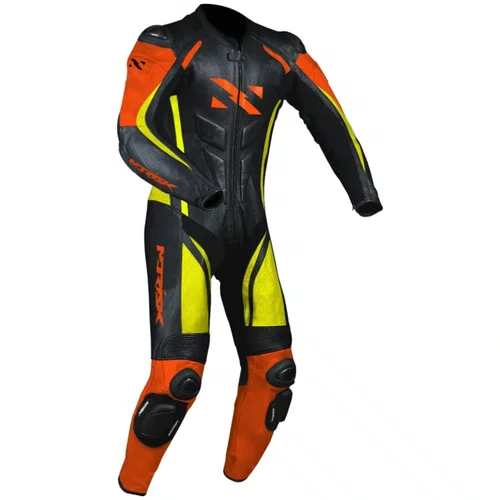 Macacão Norisk Ss Preto Laranja Fluo Amarelo 1 Peça Racing