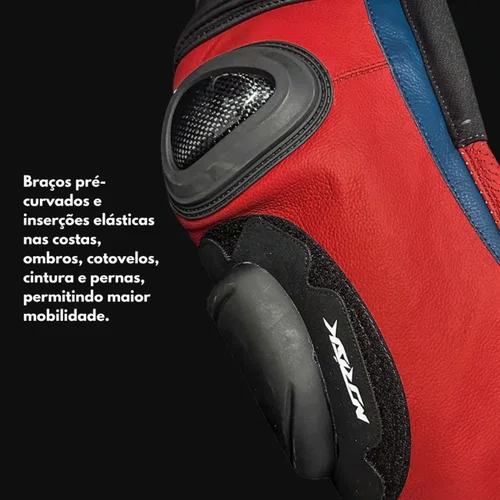 Macacão Norisk Ss Preto Vermelho Branco 1 Peça Racing