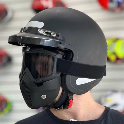 Mascara com Óculos mais Pala Retrô Capacete Aberto Original