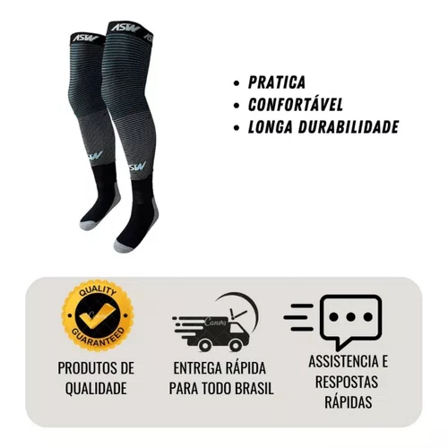 Meião Meia Asw Brace Stripes Motocross Enduro Triha
