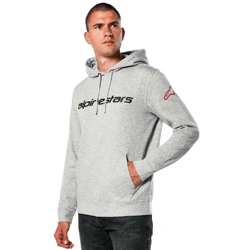 Moletom Alpinestars Linear Wordmark V3 Hoodie Cinza Claro Vermelho