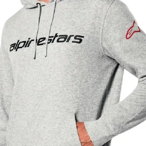 Moletom Alpinestars Linear Wordmark V3 Hoodie Cinza Claro Vermelho