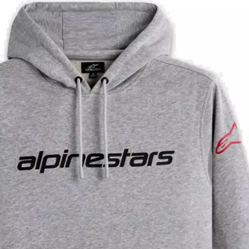 Moletom Alpinestars Linear Wordmark V3 Hoodie Cinza Claro Vermelho