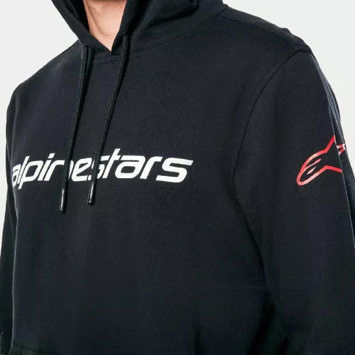 Moletom Alpinestars Linear Wordmark V3 Hoodie Preto Branco Vermelho