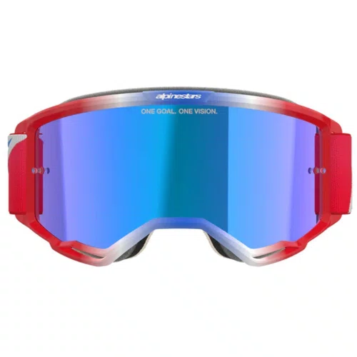 Oculos Motocross Alpinestars Vision 5 Corp Vermelho Azul Lente Azul