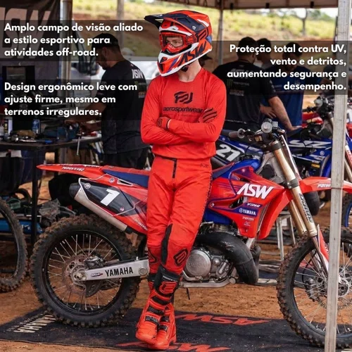 Oculos Motocross Asw A4 Blur Vermelho