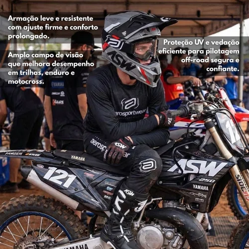 Oculos Motocross Asw A5 Icon Preto