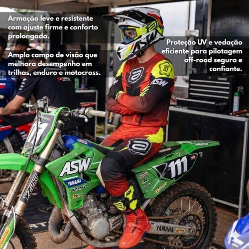 Oculos Motocross Asw A5 Sync Preto Chumbo Amarelo Fluo